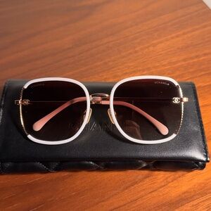 CHANEL Women's Sunglasses in and Gold and White Frame